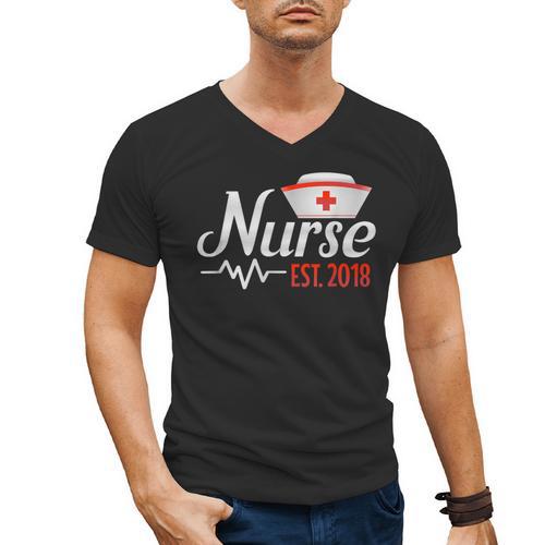 Nurse Nursing School Graduation Est 2018 Shirt Men's V-Neck T-Shirt - Best Gift Smart