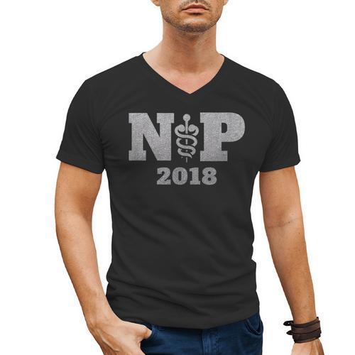 Nurse Practitioner Graduation Shirt NP Est 2018 Tee Men's V-Neck T-Shirt - Best Gift Smart