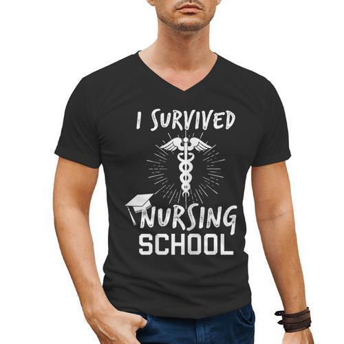 Nursing School Graduation Shirt I Survived RN Gift Men's V-Neck T-Shirt - Best Gift Smart