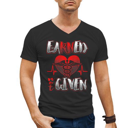 Nursing School Shirt Graduation Earned Not Given Nurse Men's V-Neck T-Shirt - Best Gift Smart