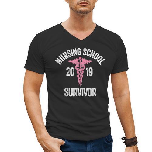 Nursing School Survivor Apparel Graduation Party Nurse RN Men's V-Neck T-Shirt - Best Gift Smart
