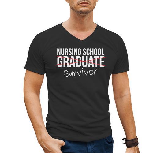 Nursing School Survivor Graduation T-Shirt Men's V-Neck T-Shirt - Best Gift Smart