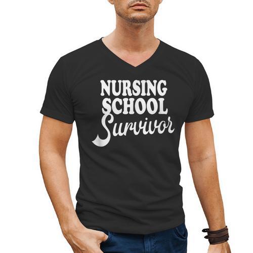 Nursing School Survivor Nurse Graduation Medical T-Shirt Men's V-Neck T-Shirt - Best Gift Smart