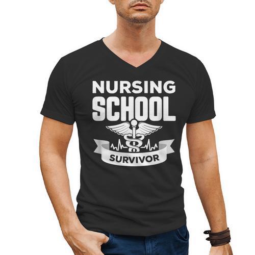 Nursing School Survivor Senior Nurse Graduation TShirt Men's V-Neck T-Shirt - Best Gift Smart