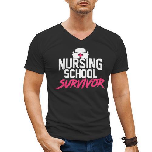 Nursing School Survivor Shirt Graduation Party Tee Men's V-Neck T-Shirt - Best Gift Smart