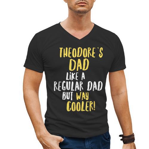 Theodore's Dad Text Men Boys Men's V-Neck T-Shirt - Father's Day Fun