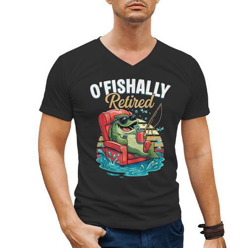 O'Fishally Retired Fishing Retirement Fisherman Dad Men's V-Neck T-Shirt - Father's Day Fun