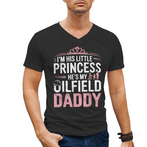 Oilfield Dad Oilfeild My Daddy Works In The Oilfield Men's V-Neck T-Shirt - Father's Day Fun