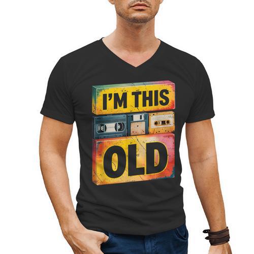 Im This Old Retro 80s 90s VHS Cassette Floppy Disk Nostalgia Men's V-Neck T-Shirt - Figerry