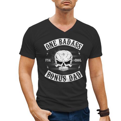 One Badass Bonus Step Dad Birthday Stepdad Men's V-Neck T-Shirt - Father's Day Fun