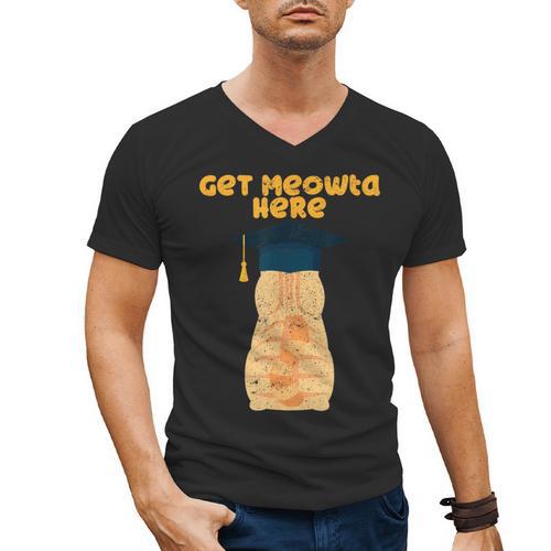 Orange Tabby Cat Graduation Distressed Shirt For Grads For Men Women Girls Kids Men's V-Neck T-Shirt - Best Gift Smart