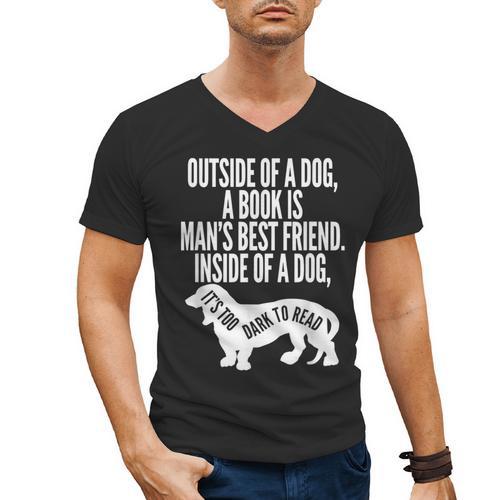 Outside Of A Dog A Book Is Man's Best Friend Apparel Men's V-Neck T-Shirt - Bookorys DE