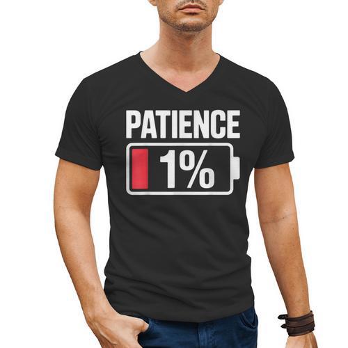 Patience 1 Battery Low Mood Tired Introvert Humor Men's V-Neck T-Shirt - Raresse