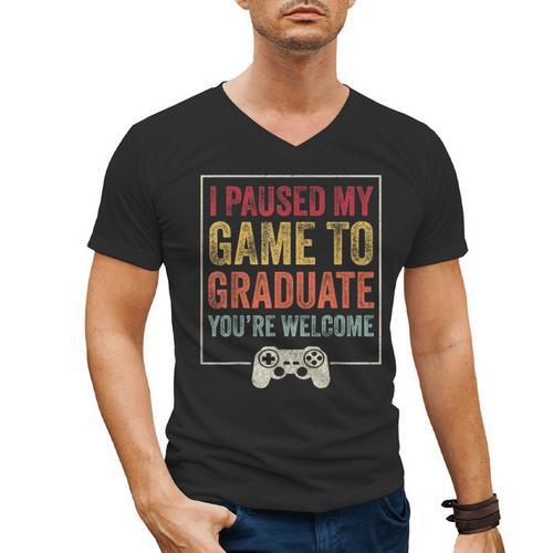 I Paused My Game To Graduate Gamer Graduation Men Boys Men's V-Neck T-Shirt - Best Gift Smart