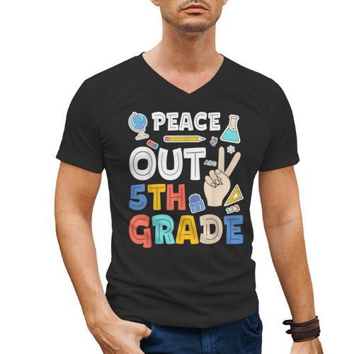 Peace Out 5th Grade Fifth Grade Graduation T-Shirt Men's V-Neck T-Shirt - Best Gift Smart