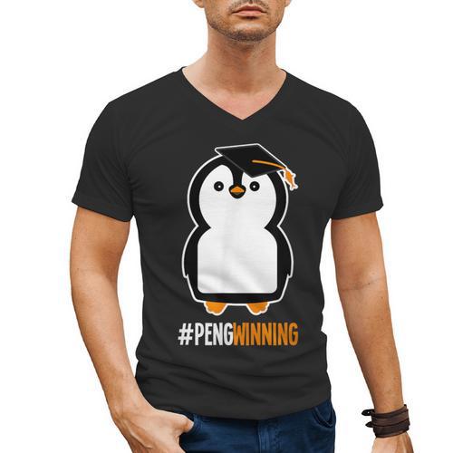 Penguin Graduation For Grads Hashtag Pengwinning Men's V-Neck T-Shirt - Best Gift Smart