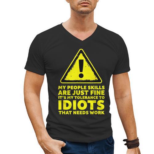My People Skills Are Just Fine Sarcastic Introvert Men's V-Neck T-Shirt - Raresse