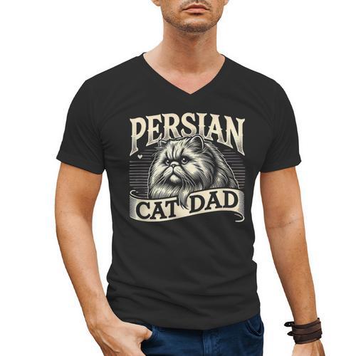 Persian Cat Dad Persian Cats Persian Cat Lover Men's V-Neck T-Shirt - Father's Day Fun