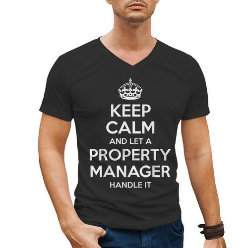 Personalized Keep Calm Graduation Christmas Team PROPERTY MANAGER Job Title Profession Birthday Men's V-Neck T-Shirt - Best Gift Smart