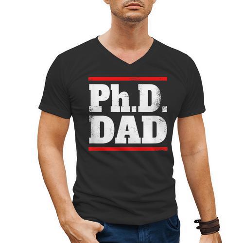 PHD DAD Shirt Doctorate Graduation Fathers Day Men's V-Neck T-Shirt - Best Gift Smart