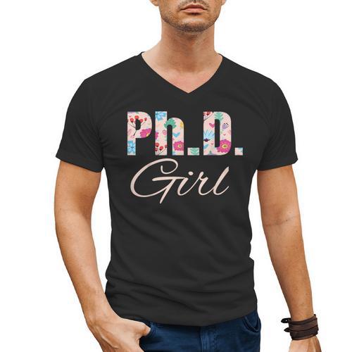 PhD Girl Doctorate Degree Graduation Women Her Psychology Men's V-Neck T-Shirt - Best Gift Smart