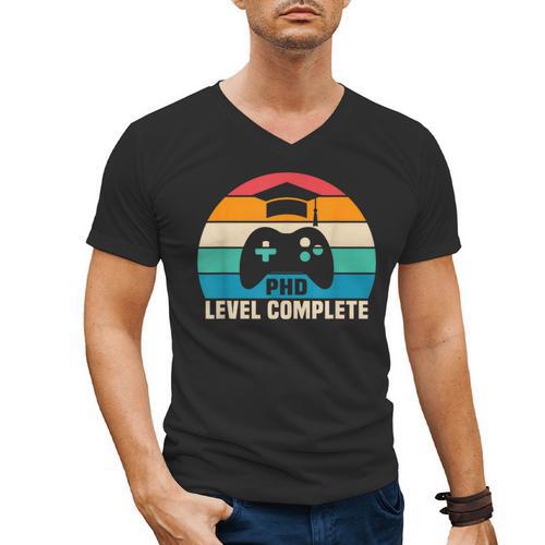 PhD Level Complete Graduation Doctorate In Philosophy Men's V-Neck T-Shirt - Best Gift Smart