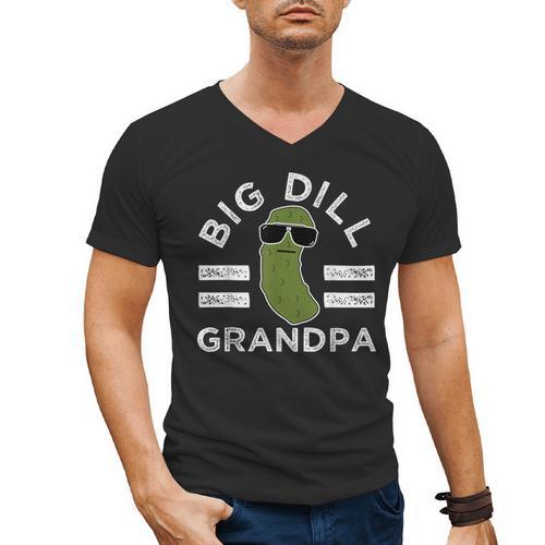 Pickle Pun Big Dill Grandpa Dad Joke Grandfather Humor Men's V-Neck T-Shirt - Father's Day Fun
