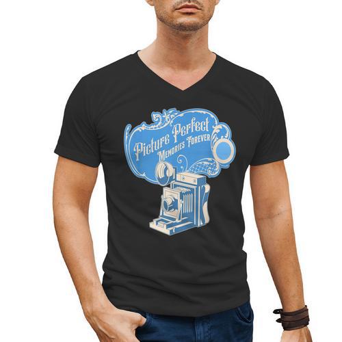 Picture Perfect Memories Forever Vintage Camera Nostalgia Men's V-Neck T-Shirt - Figerry