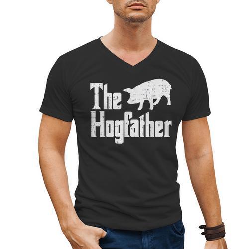 Pig The Hogfather Hog Dad Fathers Day Parody Papa Men Men's V-Neck T-Shirt - Father's Day Fun