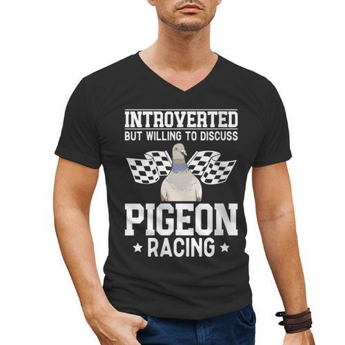 Pigeon Racing Introvert Pigeon Breeder Homing Pigeon Men's V-Neck T-Shirt - Raresse