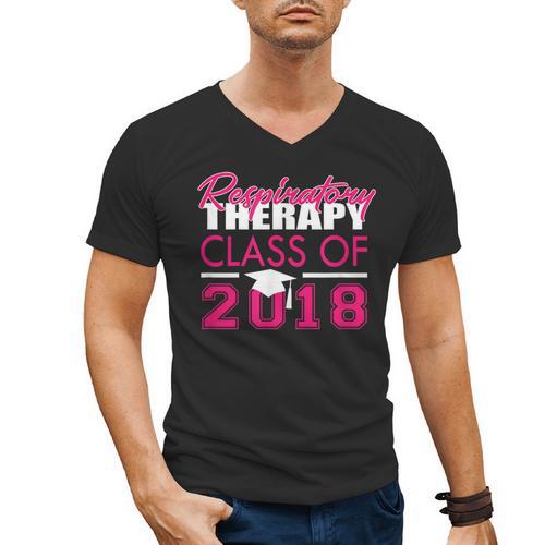 Pink Respiratory Therapist Class Of 2018 Graduation T Shirt Men's V-Neck T-Shirt - Best Gift Smart