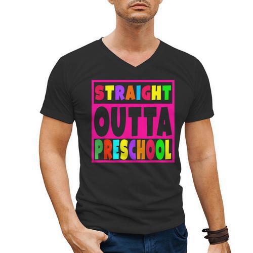 Pink STRAIGHT OUTTA Preschool PRE-K Graduation Men's V-Neck T-Shirt - Best Gift Smart
