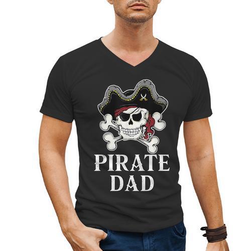 Pirate Father Pirate Dad Halloween Men's V-Neck T-Shirt - Father's Day Fun