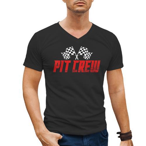 Pit Crew Family Racing Birthday Race Car For Dad Mom Kids Men's V-Neck T-Shirt - Father's Day Fun