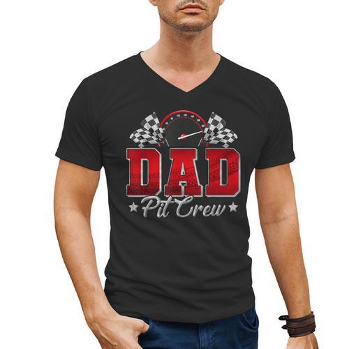 Pit Crew Race Car Racing Dad Family Birthday Party Men's V-Neck T-Shirt - Father's Day Fun