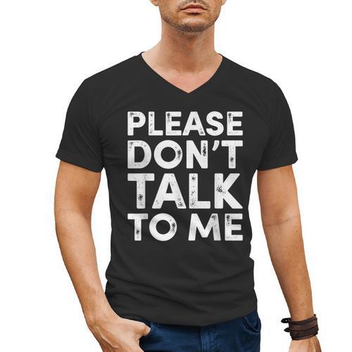 Please Don't Talk To Me Introvert Graphic Men's V-Neck T-Shirt - Raresse