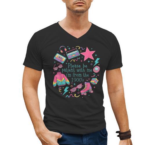 Please Be Patient With Me I'm From The 1900s 90s Women Men's V-Neck T-Shirt - Figerry
