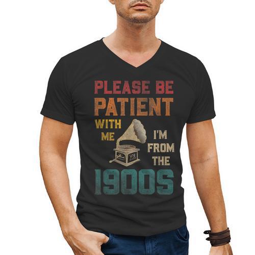 Please Be Patient With Me I'm From The 1900s Cool Gramophone Men's V-Neck T-Shirt - Figerry