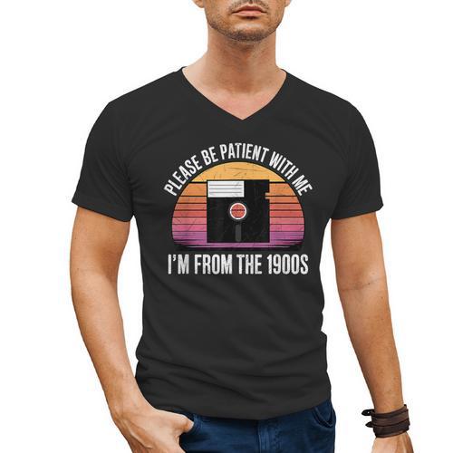 Please Be Patient With Me I'm From The 1900s PC Floppy Disk Men's V-Neck T-Shirt - Figerry