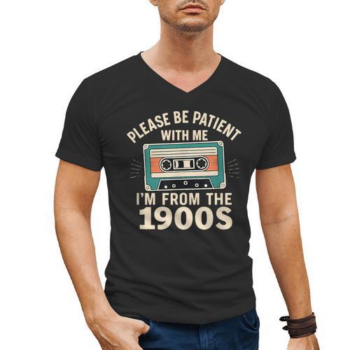 Please Patient I'm From The 1900s Retro Cassette Humor Men's V-Neck T-Shirt - Figerry