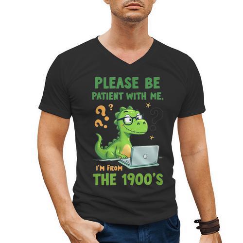 Please Be Patient With Me I'm From The 1900s Soft Tee Men's V-Neck T-Shirt - Figerry