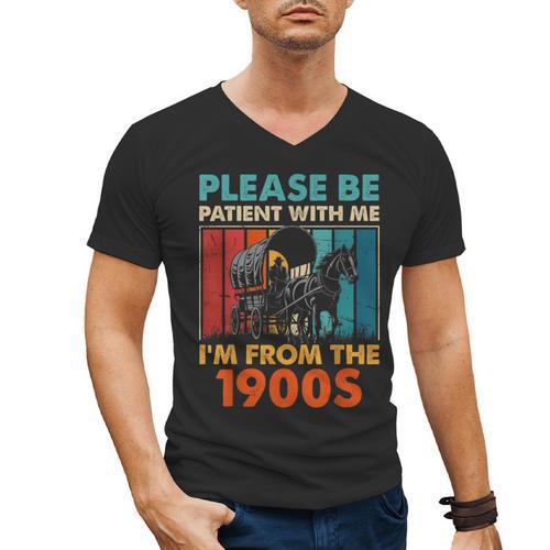 Please Be Patient With Me I'm From The 1900s Vintage Dad Men's V-Neck T-Shirt - Figerry
