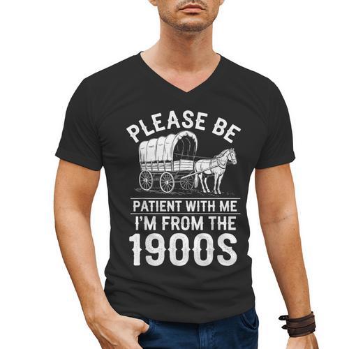 Please Be Patient I'm From The 1900s Vintage Humor 90s Kids Men's V-Neck T-Shirt - Figerry