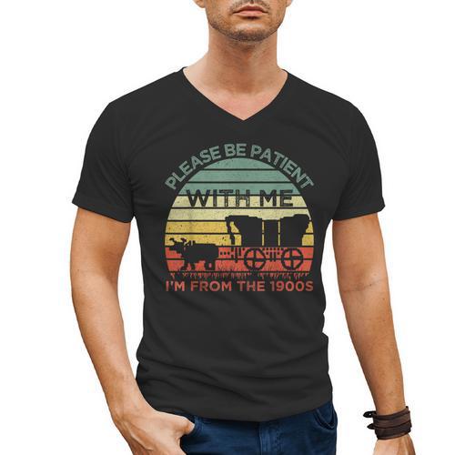 Please Be Patient With Me I'm From The 1900s Vintage Sunset Men's V-Neck T-Shirt - Figerry