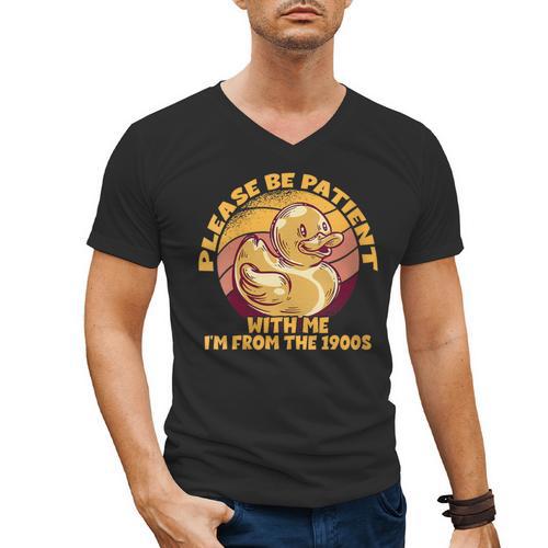 Please Be Patient I'm From The 1900s Vintage Toy Duck Men's V-Neck T-Shirt - Figerry