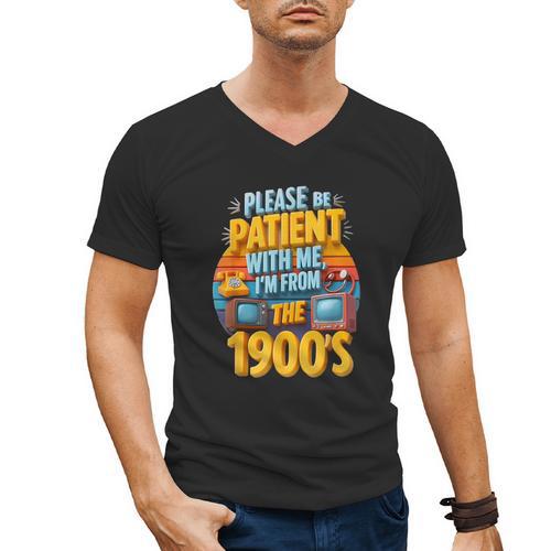 Please Be Patient-With Me I'm From The 1900s Retro 90's Men's V-Neck T-Shirt - Figerry