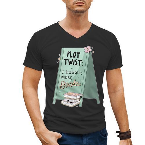 Plot Twist I Bought More Books Bookish Men's V-Neck T-Shirt - Bookorys CA