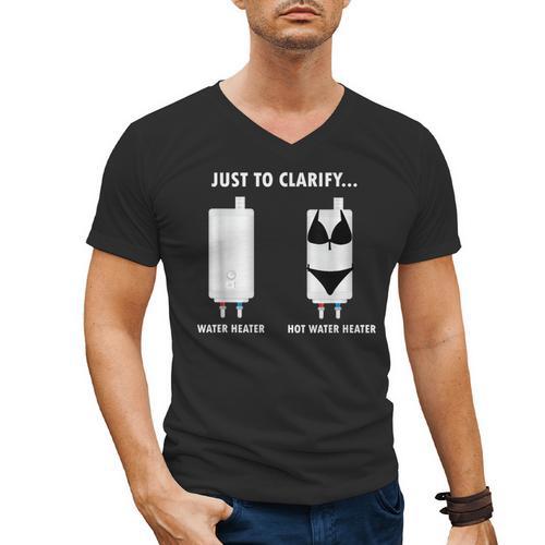 Plumber Hot Water Heater Plumbing Dad Joke Men's V-Neck T-Shirt - Father's Day Fun