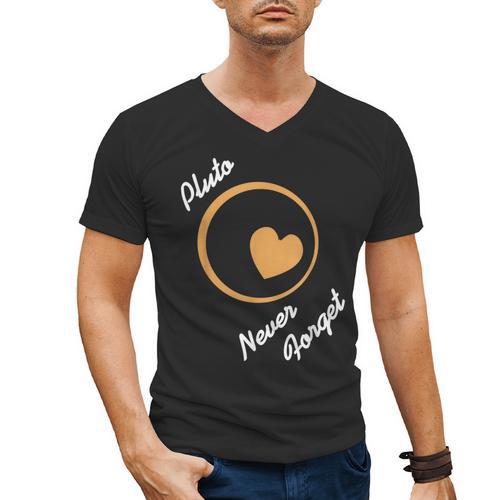 Pluto Never Forget Space Nostalgia Planetary Humor Men's V-Neck T-Shirt - Figerry