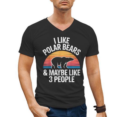 I Like Polar Bears Maybe 3 People Sarcastic Introvert Humor Men's V-Neck T-Shirt - Raresse